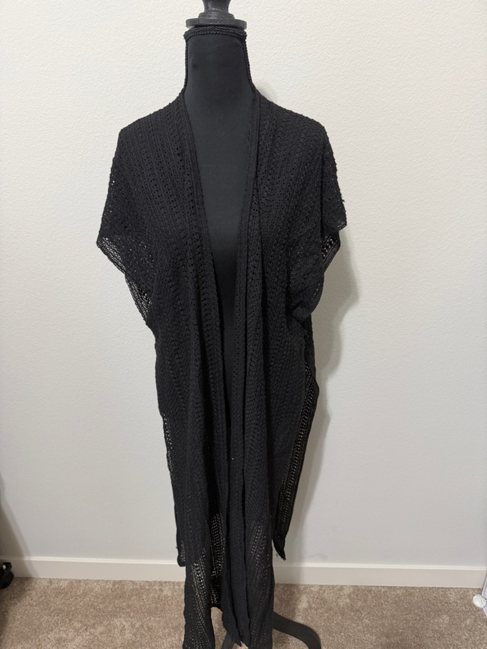Steve Madden Black Crochet Swim Coverup